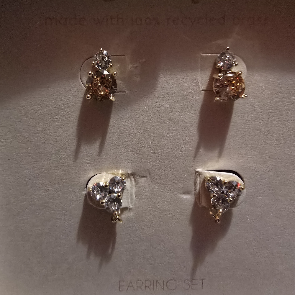 Elegant Gold and Silver Tone Earrings Set